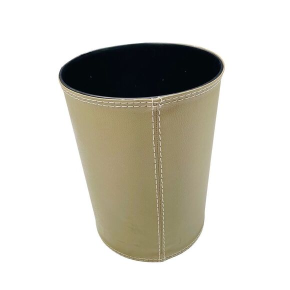10/$25🦋 Emruss Tan Faux Leather Wastebasket - Picture 2 of 7